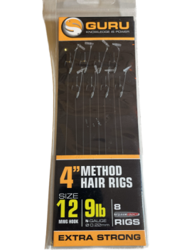 Kabliukai su pavadėliais Guru Method Hair Rig NR 10 - 0.25mm